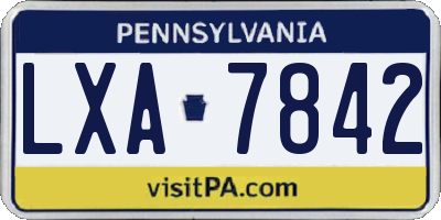 PA license plate LXA7842