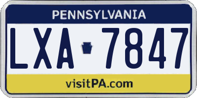 PA license plate LXA7847