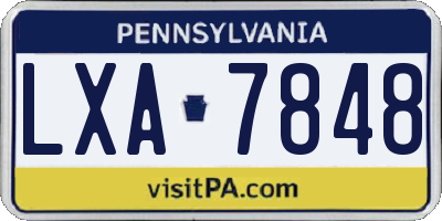 PA license plate LXA7848