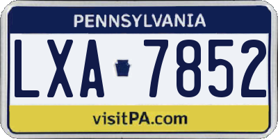 PA license plate LXA7852
