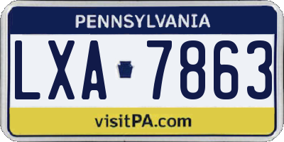 PA license plate LXA7863