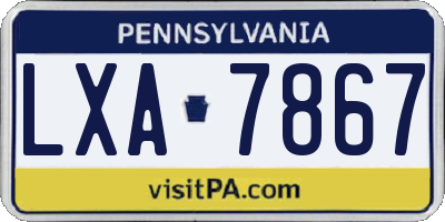 PA license plate LXA7867