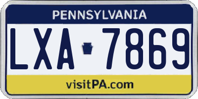 PA license plate LXA7869
