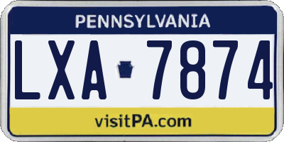 PA license plate LXA7874