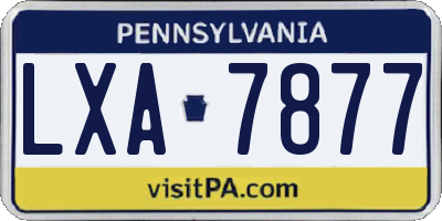 PA license plate LXA7877