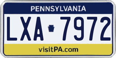 PA license plate LXA7972