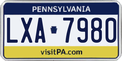 PA license plate LXA7980