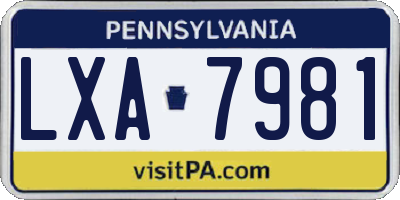 PA license plate LXA7981