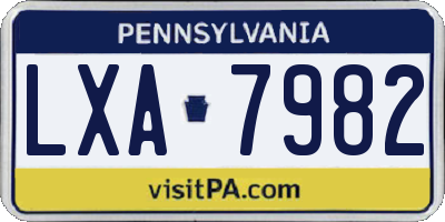 PA license plate LXA7982