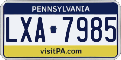PA license plate LXA7985