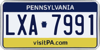 PA license plate LXA7991