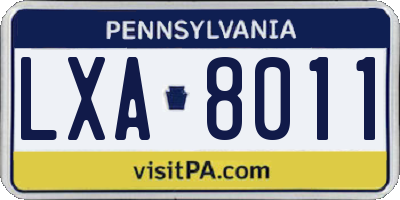 PA license plate LXA8011