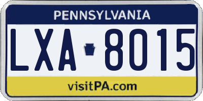 PA license plate LXA8015