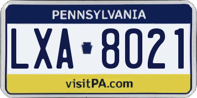PA license plate LXA8021