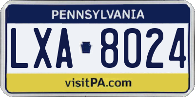 PA license plate LXA8024