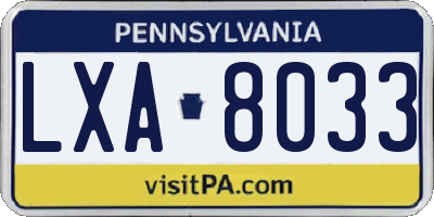 PA license plate LXA8033