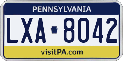 PA license plate LXA8042
