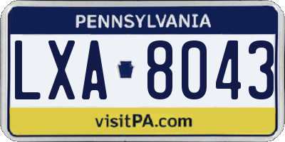 PA license plate LXA8043