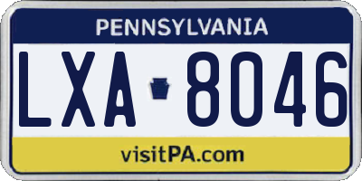 PA license plate LXA8046