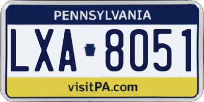 PA license plate LXA8051