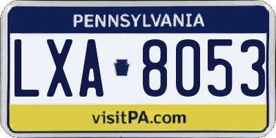 PA license plate LXA8053