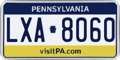 PA license plate LXA8060