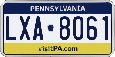 PA license plate LXA8061
