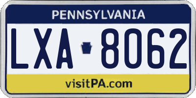 PA license plate LXA8062