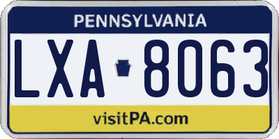PA license plate LXA8063