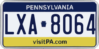 PA license plate LXA8064