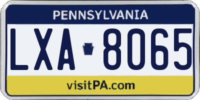 PA license plate LXA8065