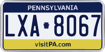 PA license plate LXA8067