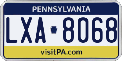 PA license plate LXA8068