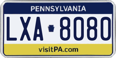 PA license plate LXA8080