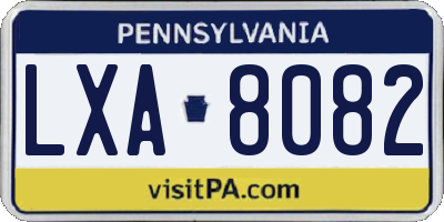 PA license plate LXA8082