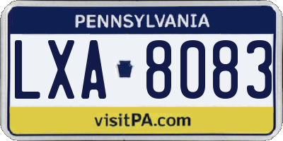 PA license plate LXA8083