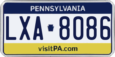 PA license plate LXA8086