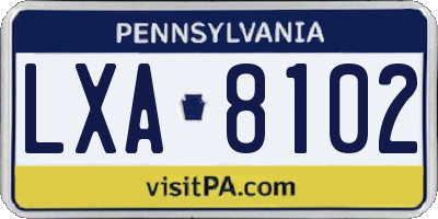 PA license plate LXA8102