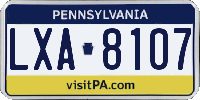 PA license plate LXA8107