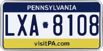 PA license plate LXA8108