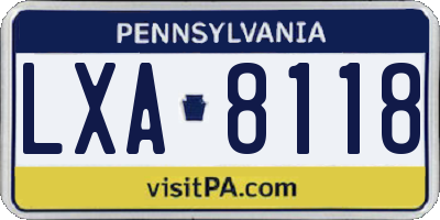 PA license plate LXA8118