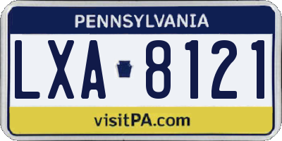 PA license plate LXA8121