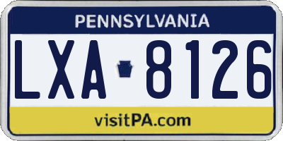 PA license plate LXA8126