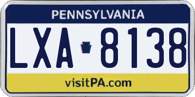 PA license plate LXA8138