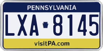 PA license plate LXA8145