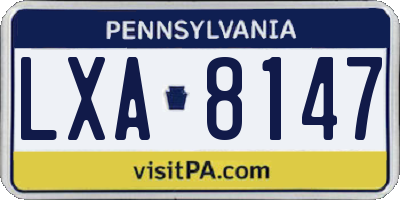 PA license plate LXA8147