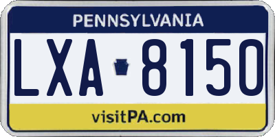 PA license plate LXA8150