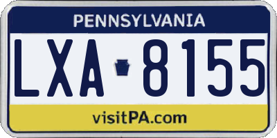 PA license plate LXA8155