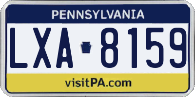 PA license plate LXA8159