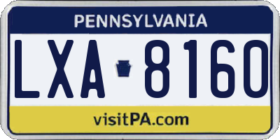 PA license plate LXA8160